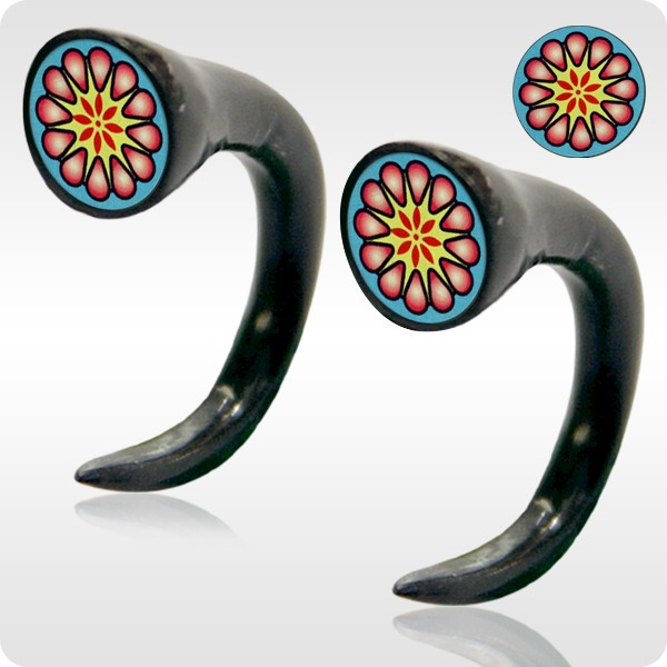 HORN EXPANDER CLAWS - RETRO DESIGNS - BLUE FLOWER
