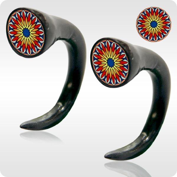 HORN EXPANDER CLAWS - RETRO DESIGNS - RED FLOWER