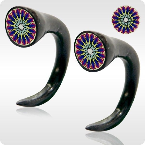 HORN EXPANDER CLAWS - RETRO DESIGNS - PURPLE FLOWER