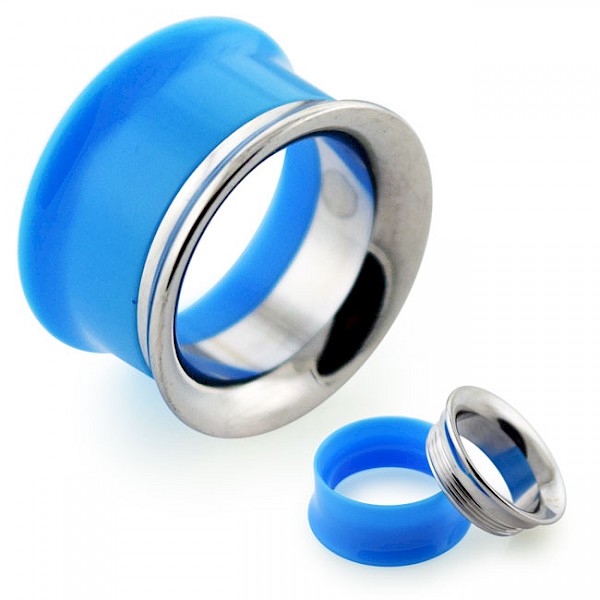 REVERSIBLE STEEL & ACRYLIC DOUBLE FLARED EYELET - SKY BLUE