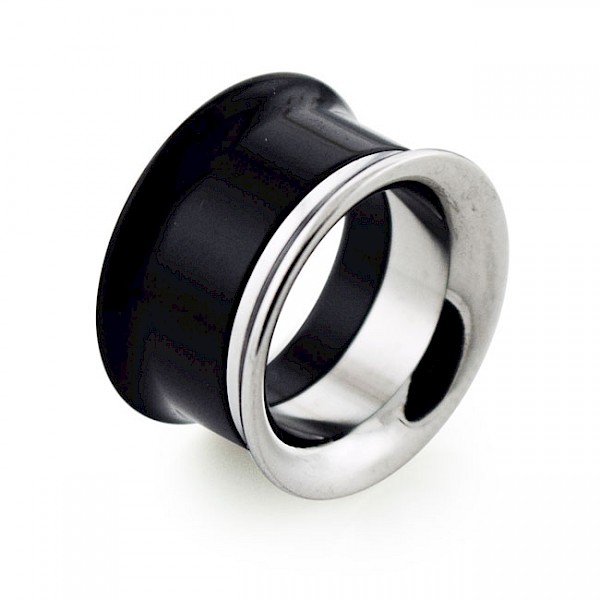 REVERSIBLE STEEL & ACRYLIC DOUBLE FLARED EYELET - BLACK