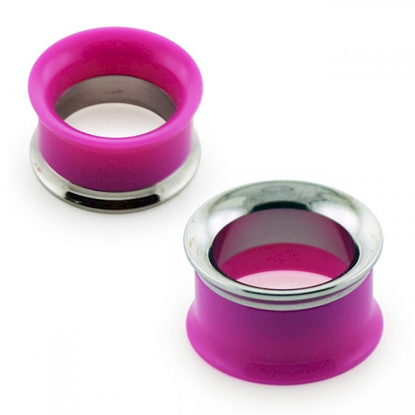REVERSIBLE STEEL & ACRYLIC DOUBLE FLARED EYELET - PURPLE