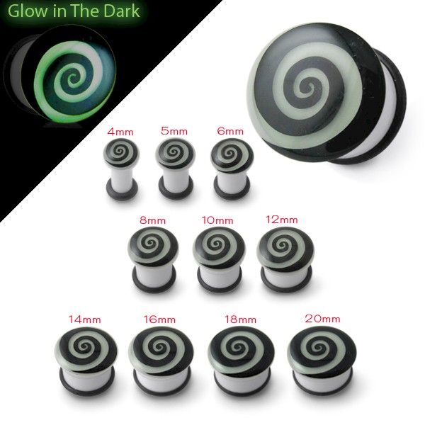 GLOW IN THE DARK FLESH PLUG - SWIRL