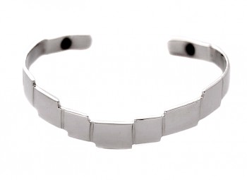 SQUARE WAVE SILVER BANGLE - SMALL