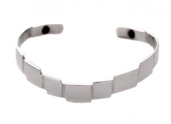 SQUARE WAVE SILVER BANGLE - SMALL