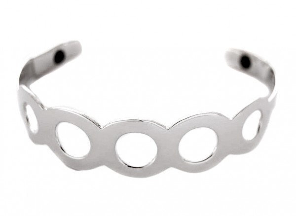 OPEN CIRCLES SILVER BANGLE - SMALL
