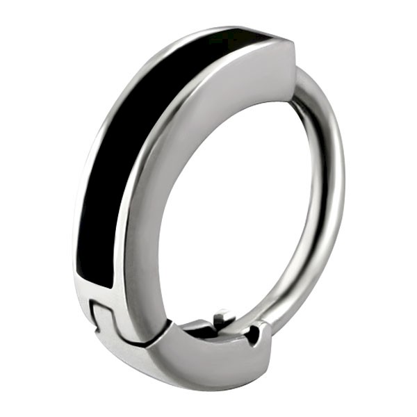 Huggy Steel Belly Button Ring - Black Enamel