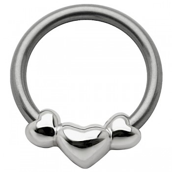 BCR STYLE NIPPLE RING - SILVER HEARTS