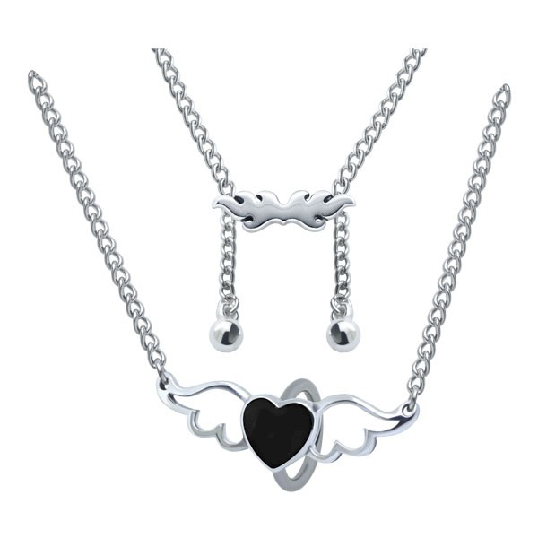 BLACK WINGED HEART BELLY RING & CHAIN