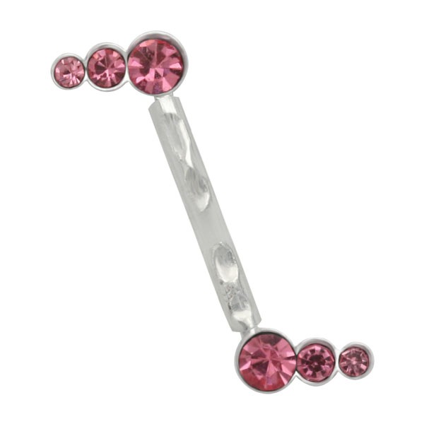SILVER & BIOPLAST JEWELLED INVISIBLE EYEBROW BAR - PINK