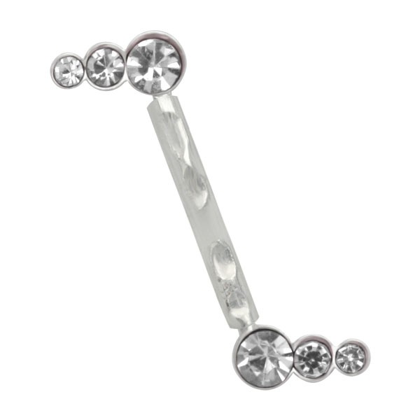 SILVER & BIOPLAST JEWELLED INVISIBLE EYEBROW BAR - CLEAR