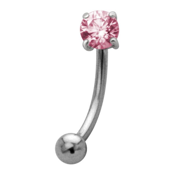 SOLITAIRE JEWEL EYEBROW BAR - PINK