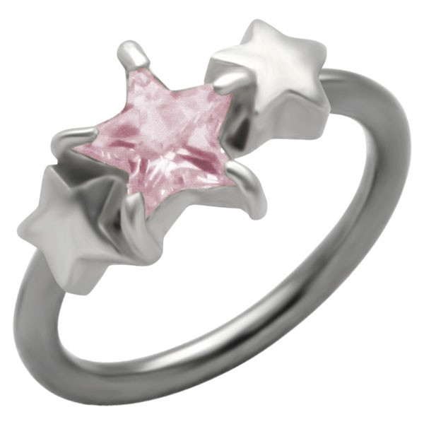 Crystal Star Belly Ring – Pink