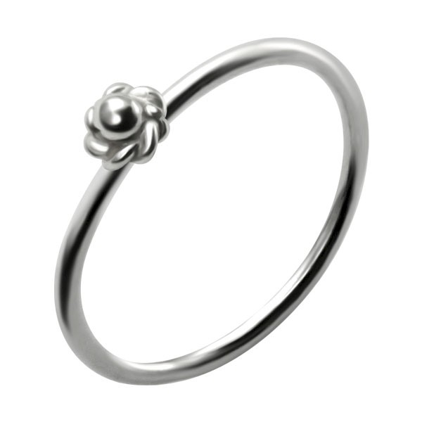 STERLING SILVER NOSE RING WITH SILVER ROSE
