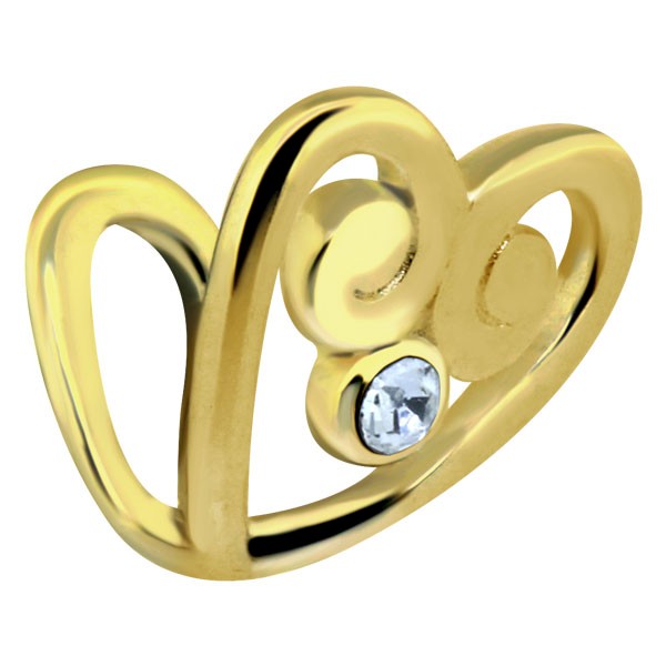 CLIP-ON TRAGUS & EAR CUFF - GOLD PLATED JEWELLED HEART