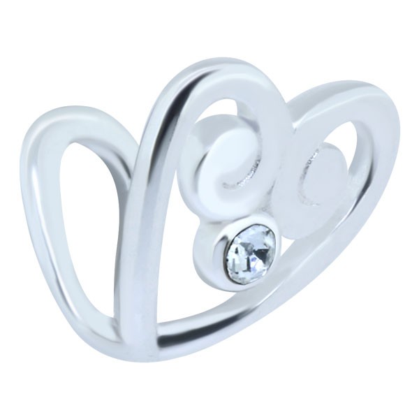 STERLING SILVER CLIP-ON TRAGUS & EAR CUFF - JEWELLED HEART