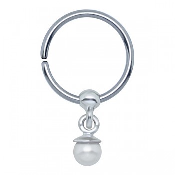 STERLING SILVER EASY-FIT TRAGUS RING - PEARL