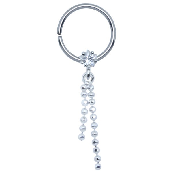 STERLING SILVER EASY-FIT TRAGUS RING - CRYSTAL RING