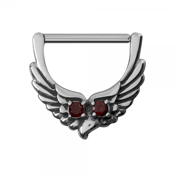 OWL NIPPLE CLICKER RING - RED - K7-CSR-33