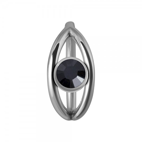 JEWELLED DOUBLE BAND CLICKER SEGMENT RING - BLACK