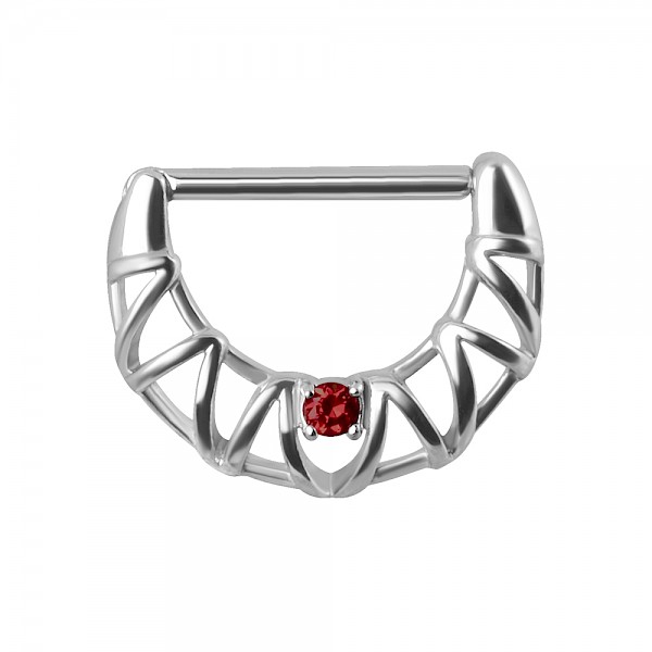 FILIGREE NIPPLE CLICKER RING - RED