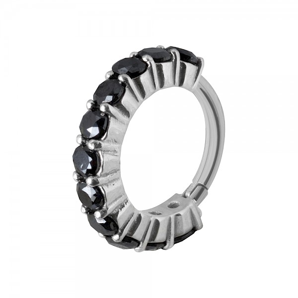 CARTILAGE PIERCING CLICKER RING - BLACK