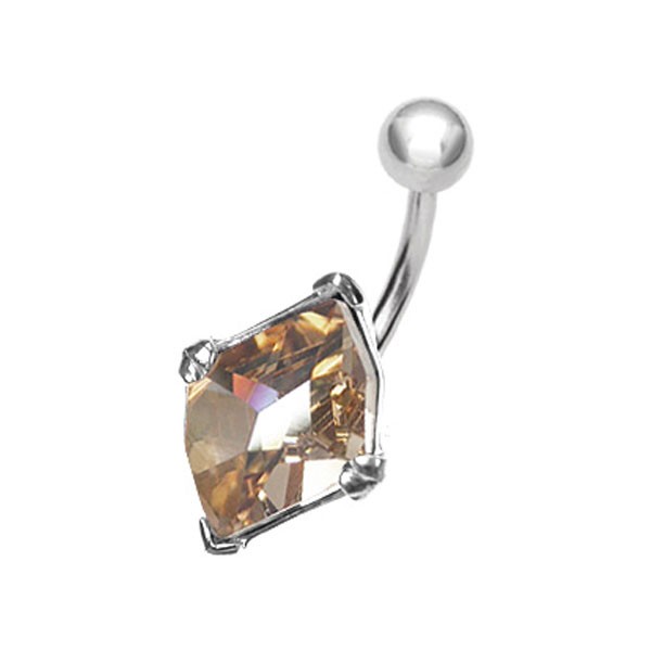 SILVER BELLY BAR WITH A COSMIC SWAROVSKI STONE - GOLDEN SHADOW