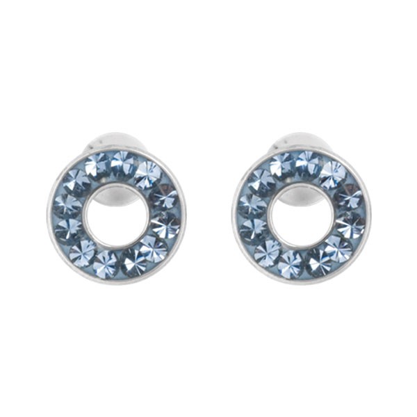 LIGHT BLUE CRYSTAL CLUSTER HOOP EAR STUDS
