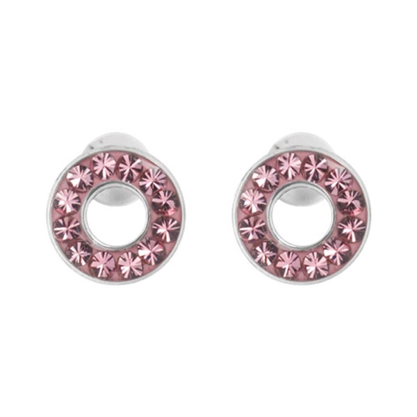 PINK CRYSTAL CLUSTER HOOP EAR STUDS