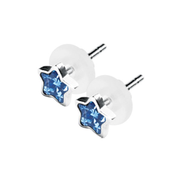 BLUE STAR SHAPE CRYSTAL CLUSTER EAR STUDS