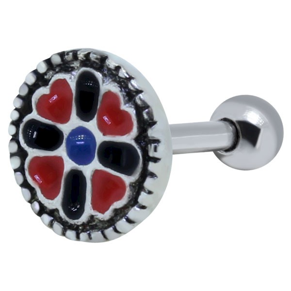 BYZANTIUM SHIELD SILVER HELIX STUD - BLACK