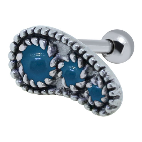 BYZANTIUM TEARDROP SILVER HELIX STUD