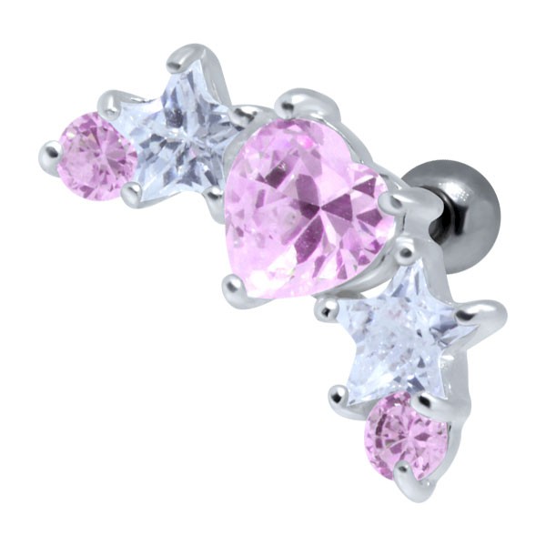 LARGE HEART STRIP UPPER EAR STUD