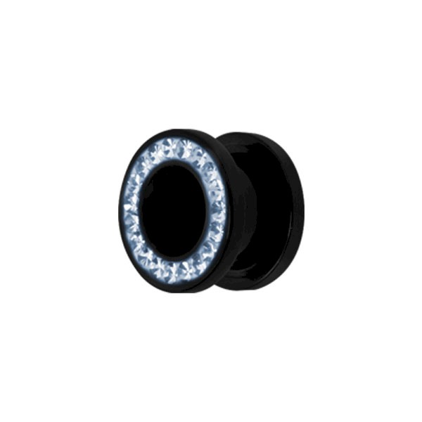 ACRYLIC FLESH TUNNEL WITH LIGHT BLUE CRYSTALS