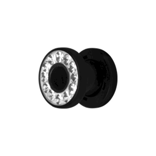 ACRYLIC FLESH TUNNEL WITH CLEAR CRYSTALS