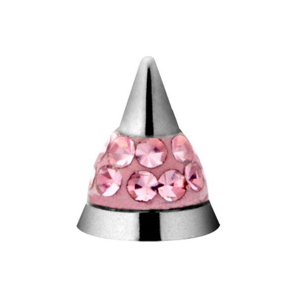 CRYSTAL ENCRUSTED THREADED SPIKE - PINK