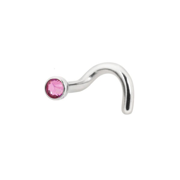 TITANIUM NOSE STUD - PINK CRYSTALS