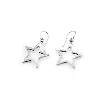 Polished Cut-Out Star Earrings - ES969