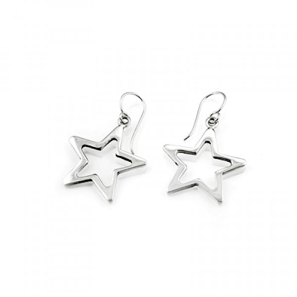 Polished Cut-Out Star Earrings - ES969