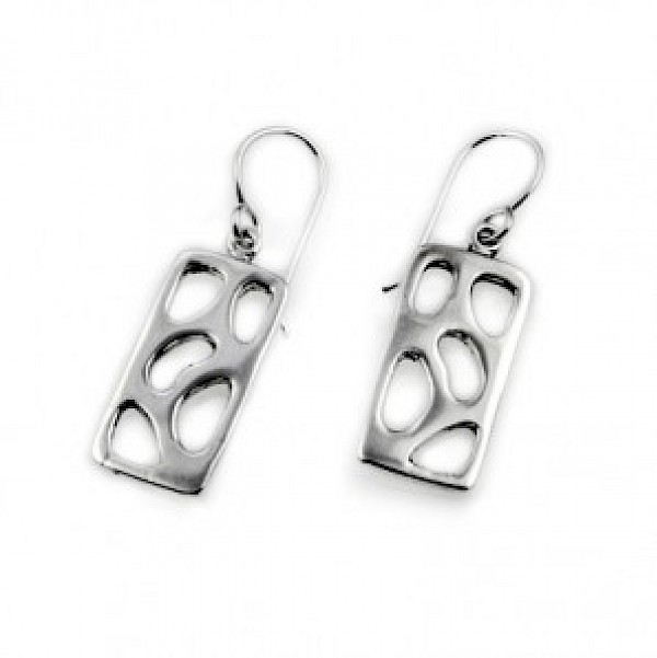 Polished Rectangle Cut-Out Ovals Earrings