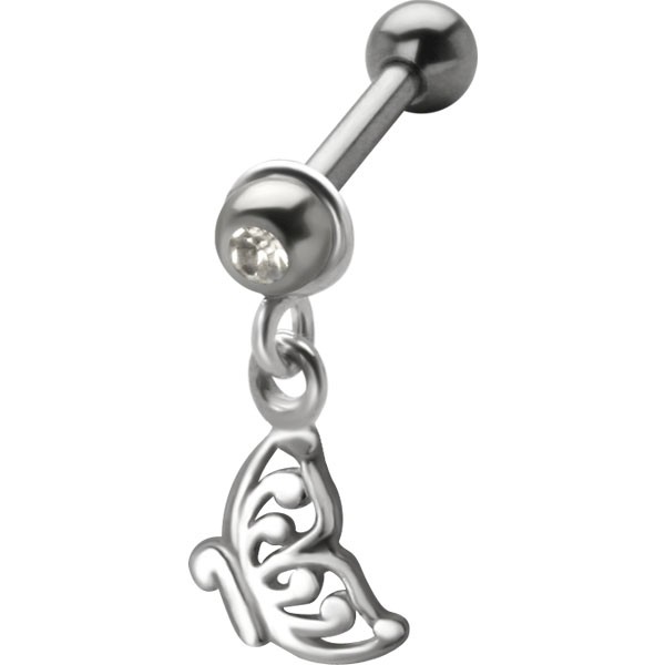 DANGLING TRAGUS & EAR STUD - FILAGREE BUTTERFLY