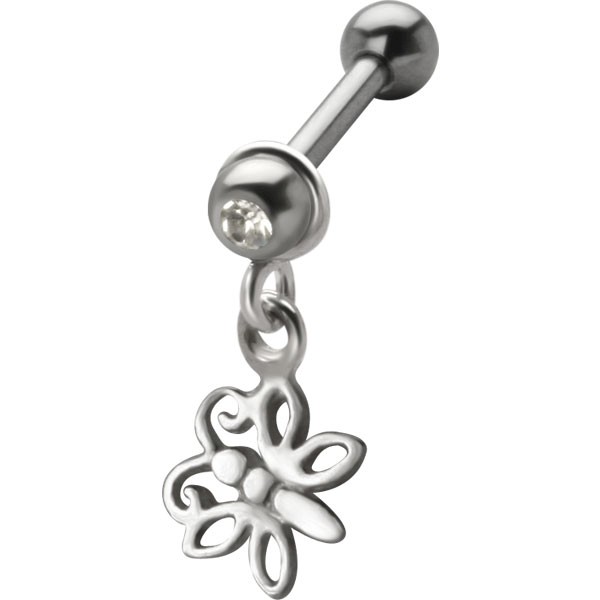 DANGLING TRAGUS & EAR STUD - PRETTY BUTTERFLY