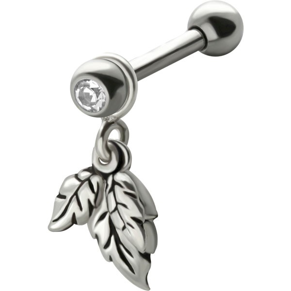 DANGLING TRAGUS & EAR STUD - LEAVES