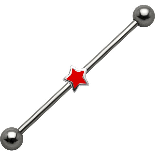 Industrial Piercing Bar with Red Star