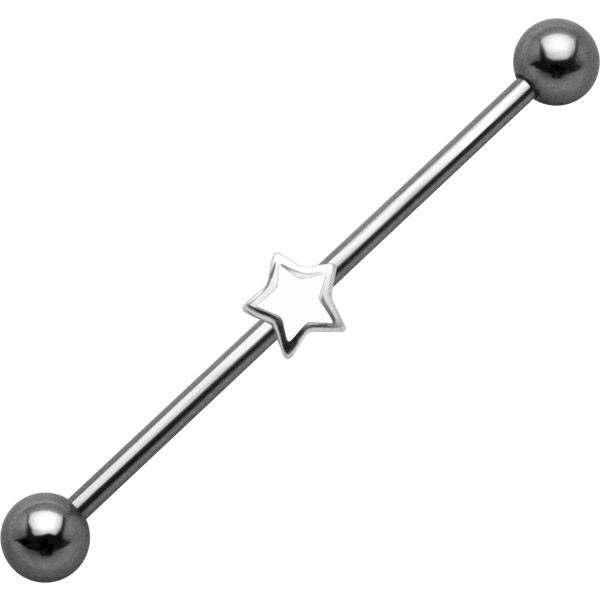 Industrial Piercing Bar with White Star
