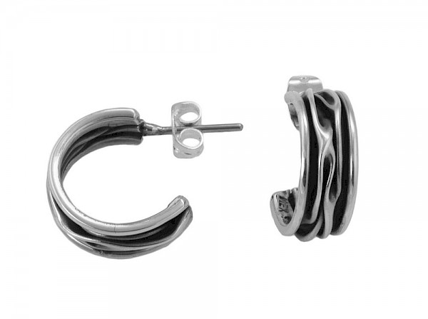 Oxidised Crinkled Hoop Earrings ES011