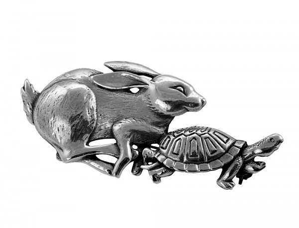 Hare and Tortoise Brooch AL123