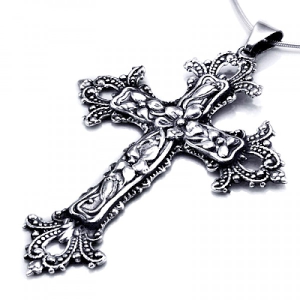 Large Oxidised Cross Pendant - RN119
