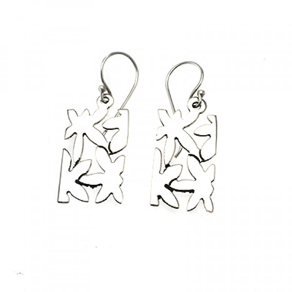 Polished Cut-Out Stars Drop Earrings - ES977