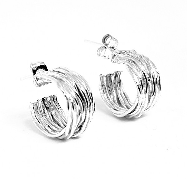BASKET-WEAVE HOOP EARRINGS - ES937